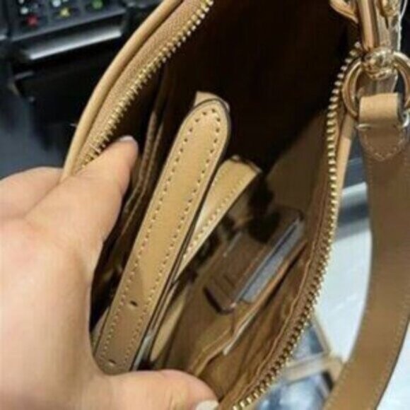 Coach Woven Tan and Brown Shoulder Bag - Picture 2 of 5